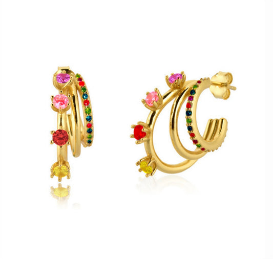 Boucles d'Oreilles Clous Zircon Vintage