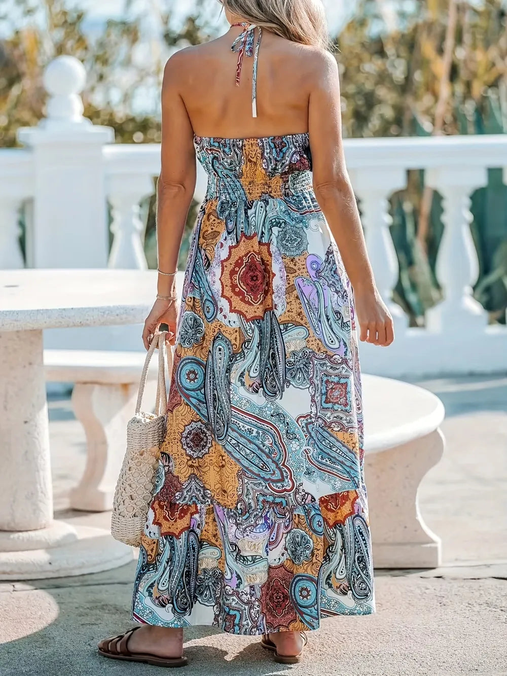 Robe Maxi Halter Imprimé Zébré