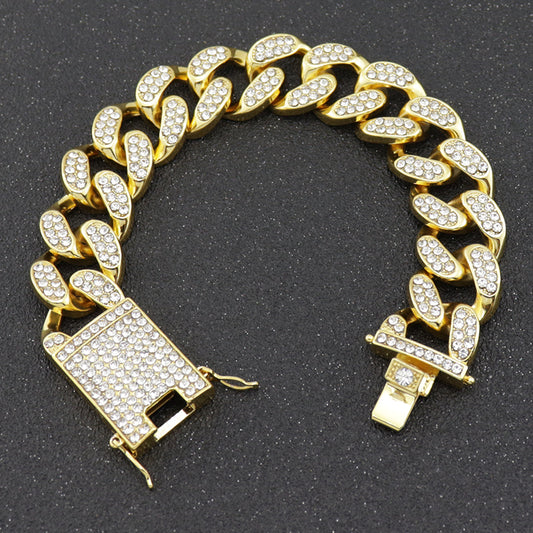 Bracelet Cubain — Zircons & Plaqué Or