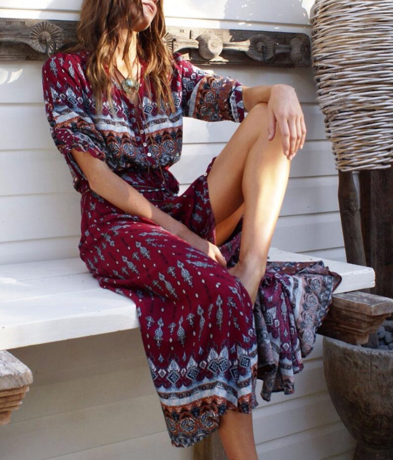 Robe Longue Maxi Bohème Femme