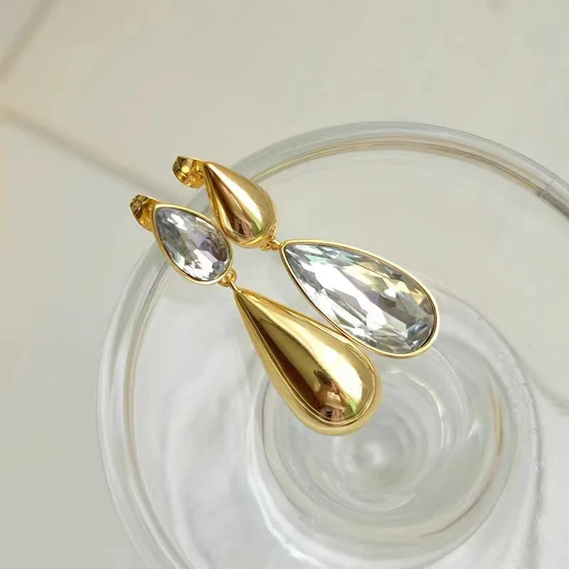 Boucles d'oreilles PENDENTIF CRISTAL Asymétriques