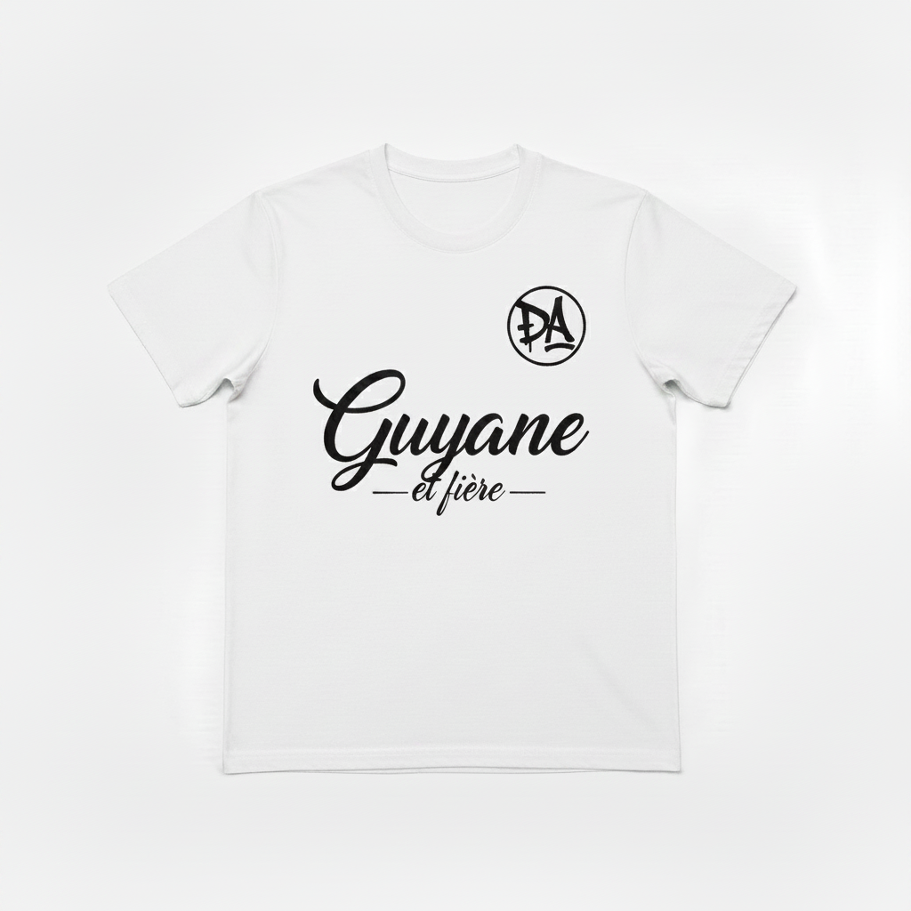 T-shirt Guyane et fière Blanc écriture noire