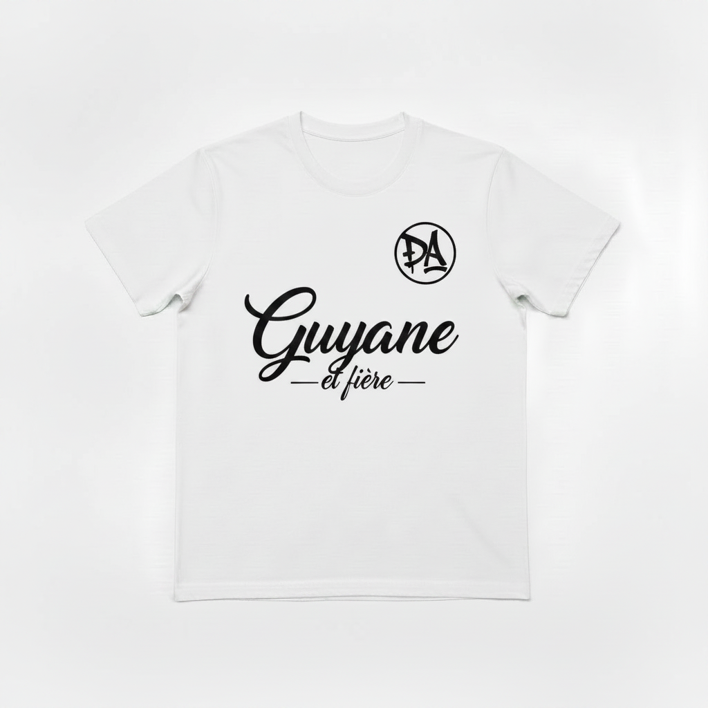 T-shirt Guyane et fière Blanc écriture noire
