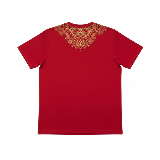 T-shirt rouge verso fond blanc