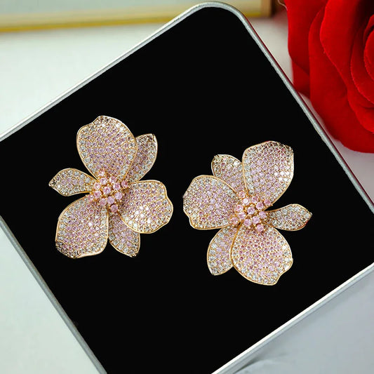 Boucles d'oreilles Zircon & Cuivre – Bijou Femme Élégant