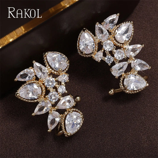 Fashion Cubic Zirconia Flower Stud Earring for Women CZ Shiny Crystal Bridal Earrings Charms Wedding Jewelry