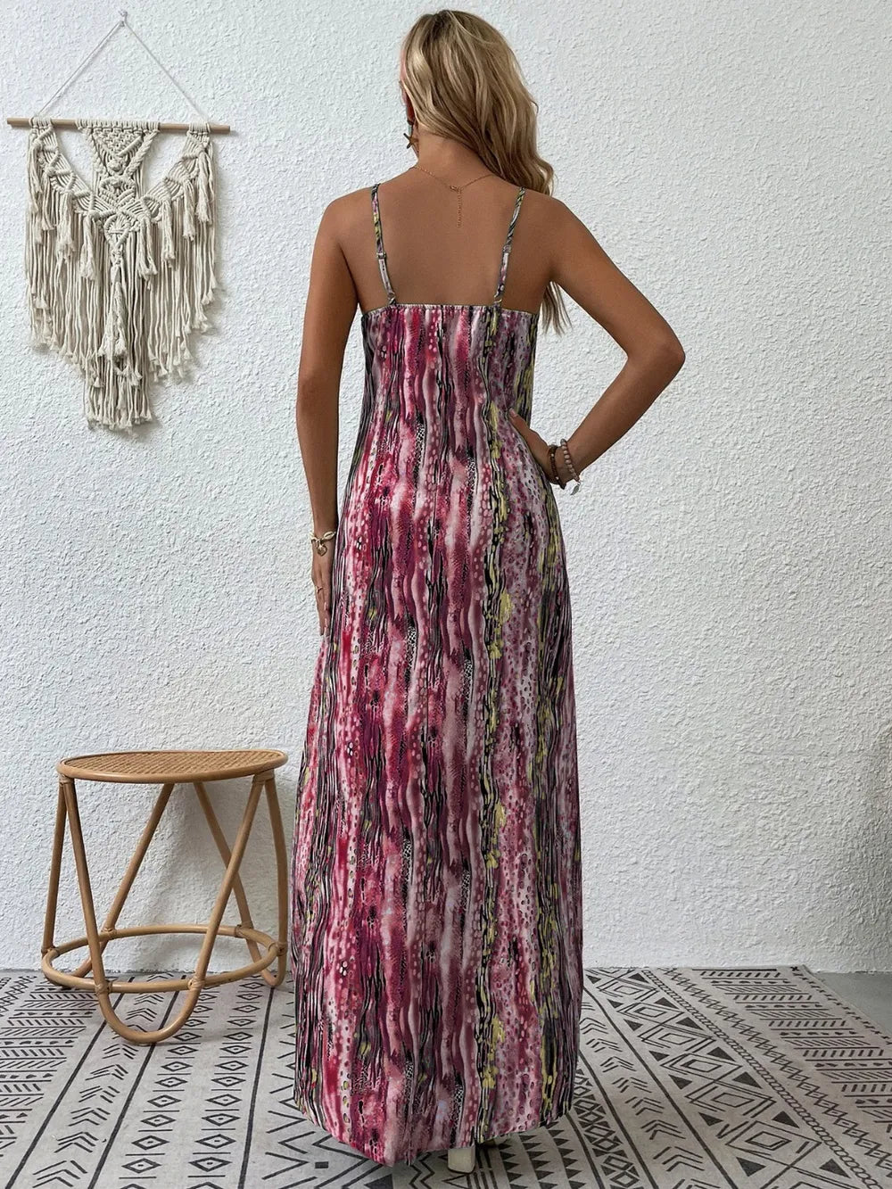 Robe Maxi Cami Imprimée Col Rond