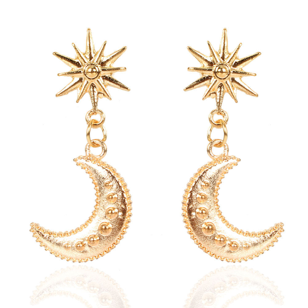 Boucles d'Oreilles Lune Bohème Dorée
