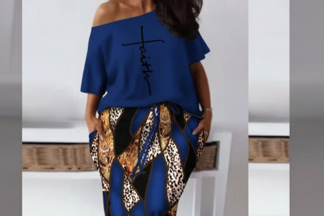 Ensemble Top Collier Diagonale & Jupe Cordée — Imprimé Léopard Baroque
