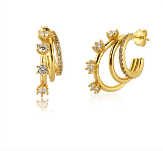 Boucles d'Oreilles Clous Zircon Vintage