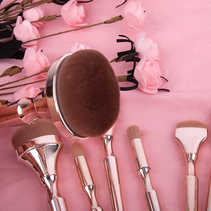 Set 9 pinceaux Maquillage or rosé – Coffret beauté professionnel