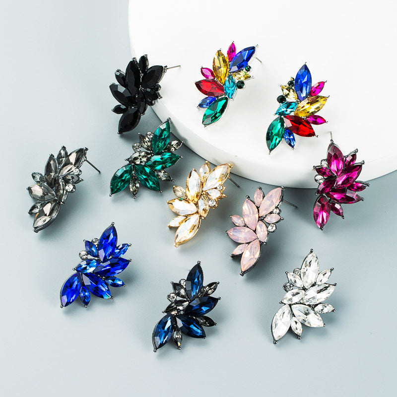 Boucles d'oreilles Fleur Strass