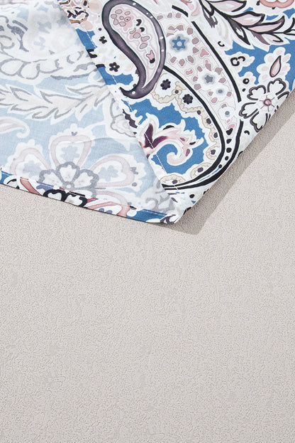 Robe Maxi Bohème Bleue À Imprimé Paisley — Épaules Dénudées