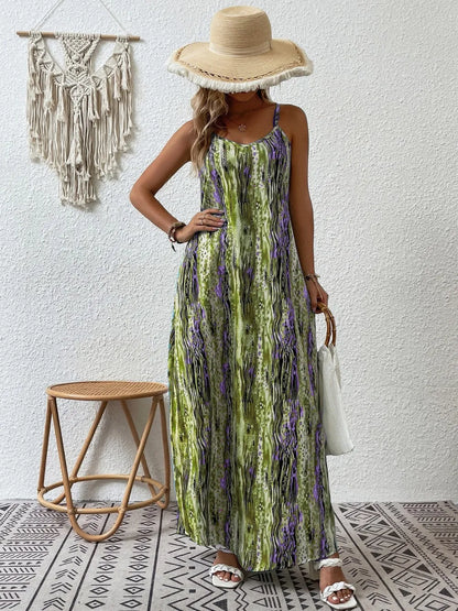 Robe Maxi Cami Imprimée Col Rond