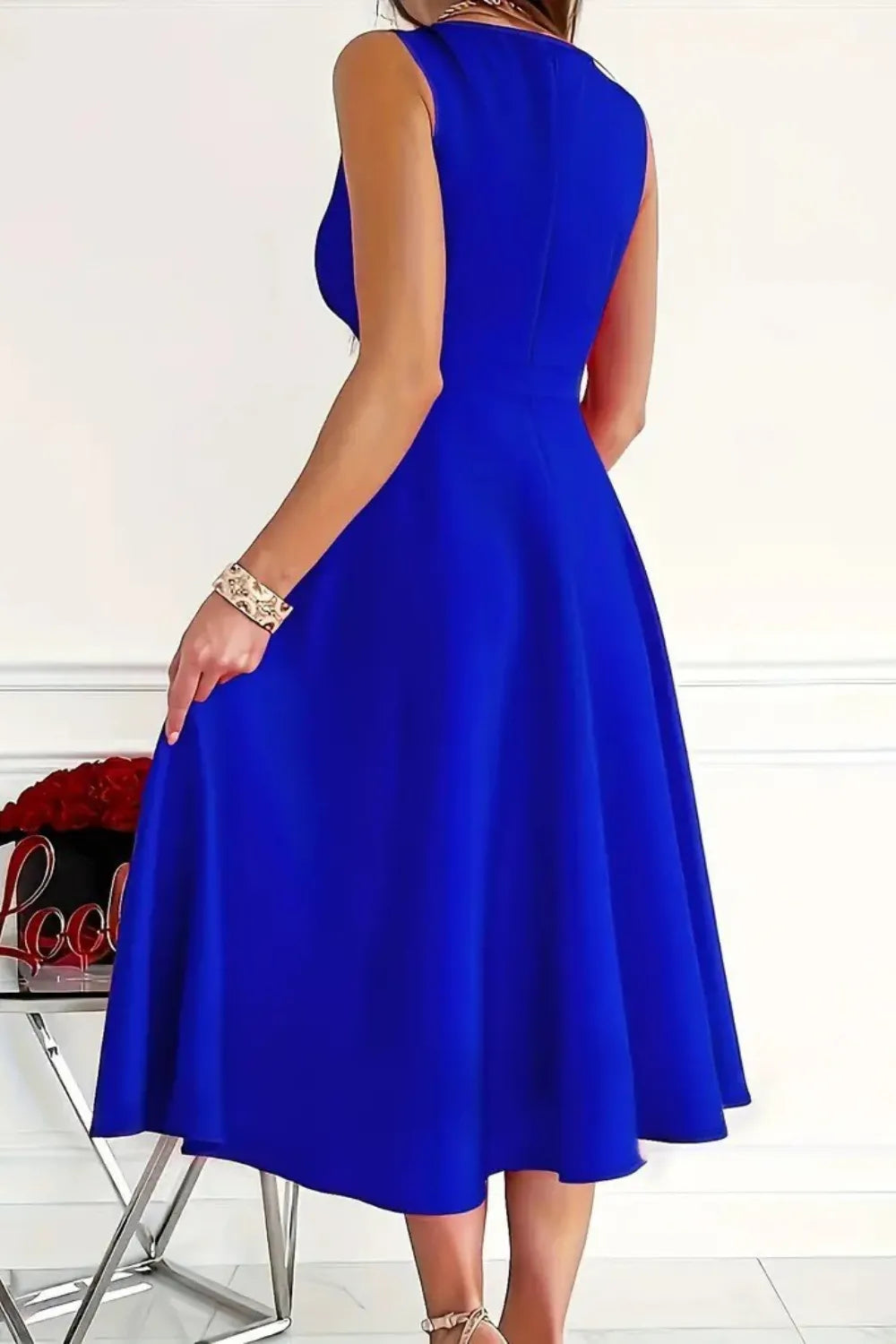 Robe Midi Sans Manches Bleu Royal