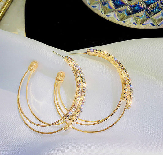 Créoles Strass | Tige Argent 925 | Boucles d'Oreilles Femme Tendance