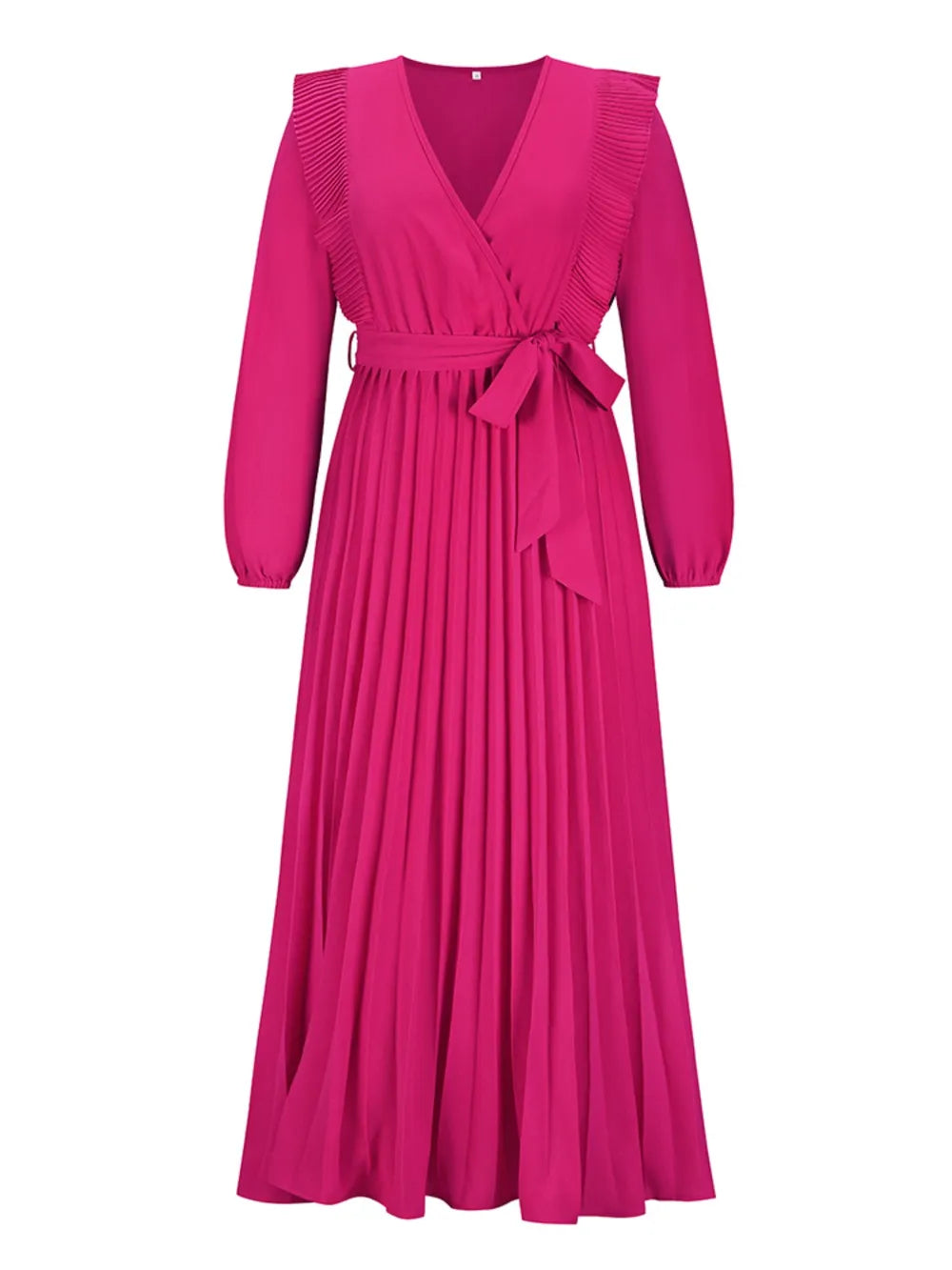 Robe Maxi Surplis Plissée — Ceinture Nouée À La Taille