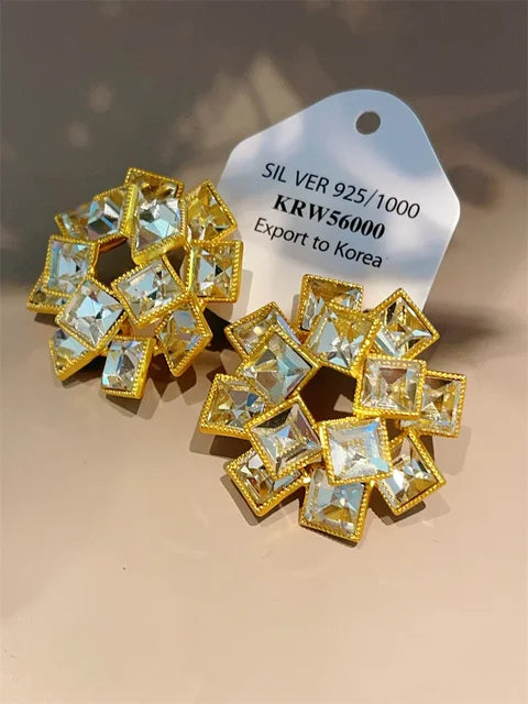 Vintage Stud Earrings for Women Geometric Korean Fashion Jewelry Dinner Party Elegant