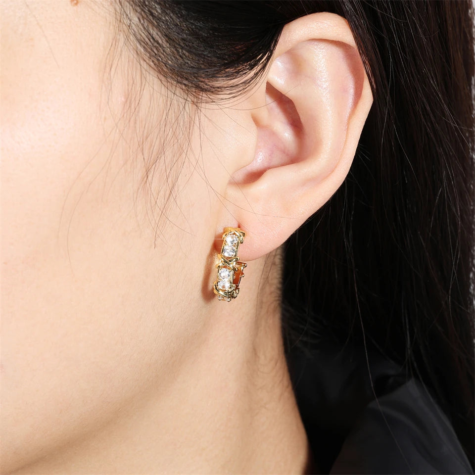 Boucles d'oreilles Créoles zircon – Mode Coréenne | DEBROUYART