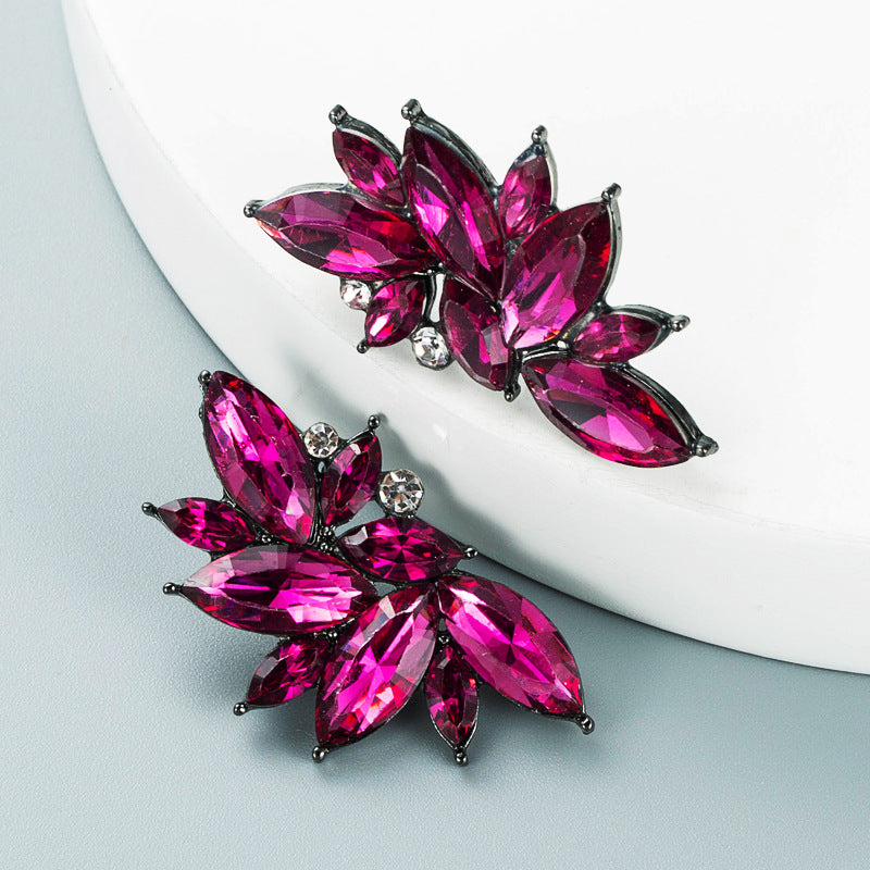 Boucles d'oreilles Fleur Strass