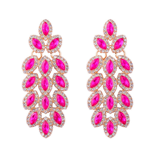 Boucles d'oreilles clous géométriques rétro personnalisées – Diamants & Pompons | Style luxe léger pour mariage