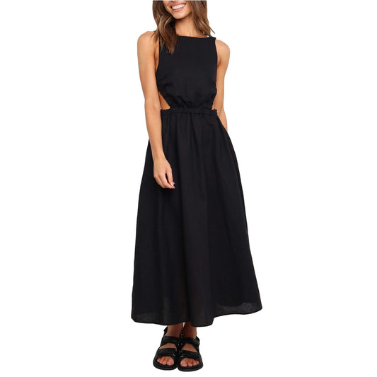 Robe Maxi — Sans Manches, Dos Nu, Taille Élastique