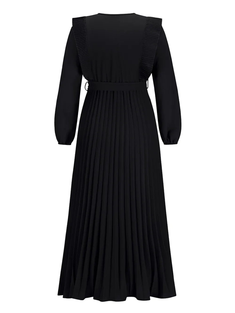 Robe Maxi Surplis Plissée — Ceinture Nouée À La Taille