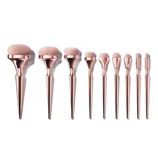 Set 9 pinceaux Maquillage or rosé – Coffret beauté professionnel