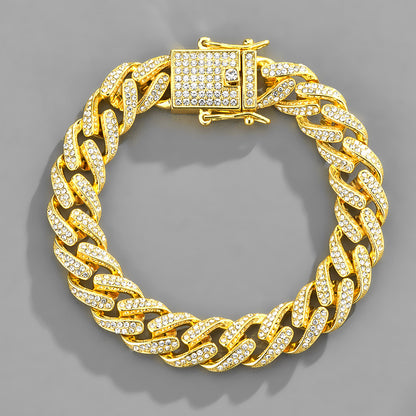 Chaîne Cubaine Iced Out — Collier & Bracelet Hip-Hop | Or & Argent