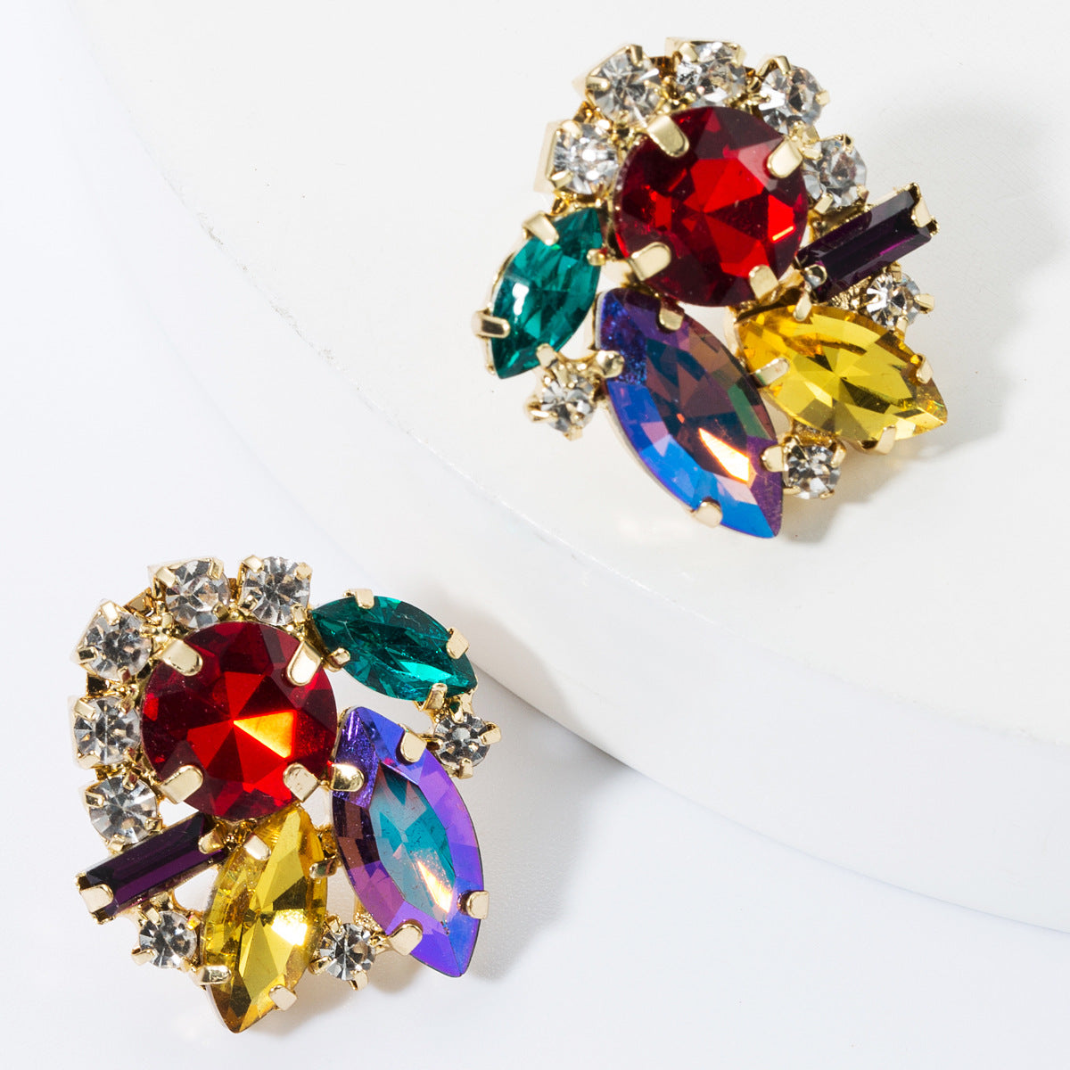 Boucles d'Oreilles Diamant Rhinestone — Édition Colorée