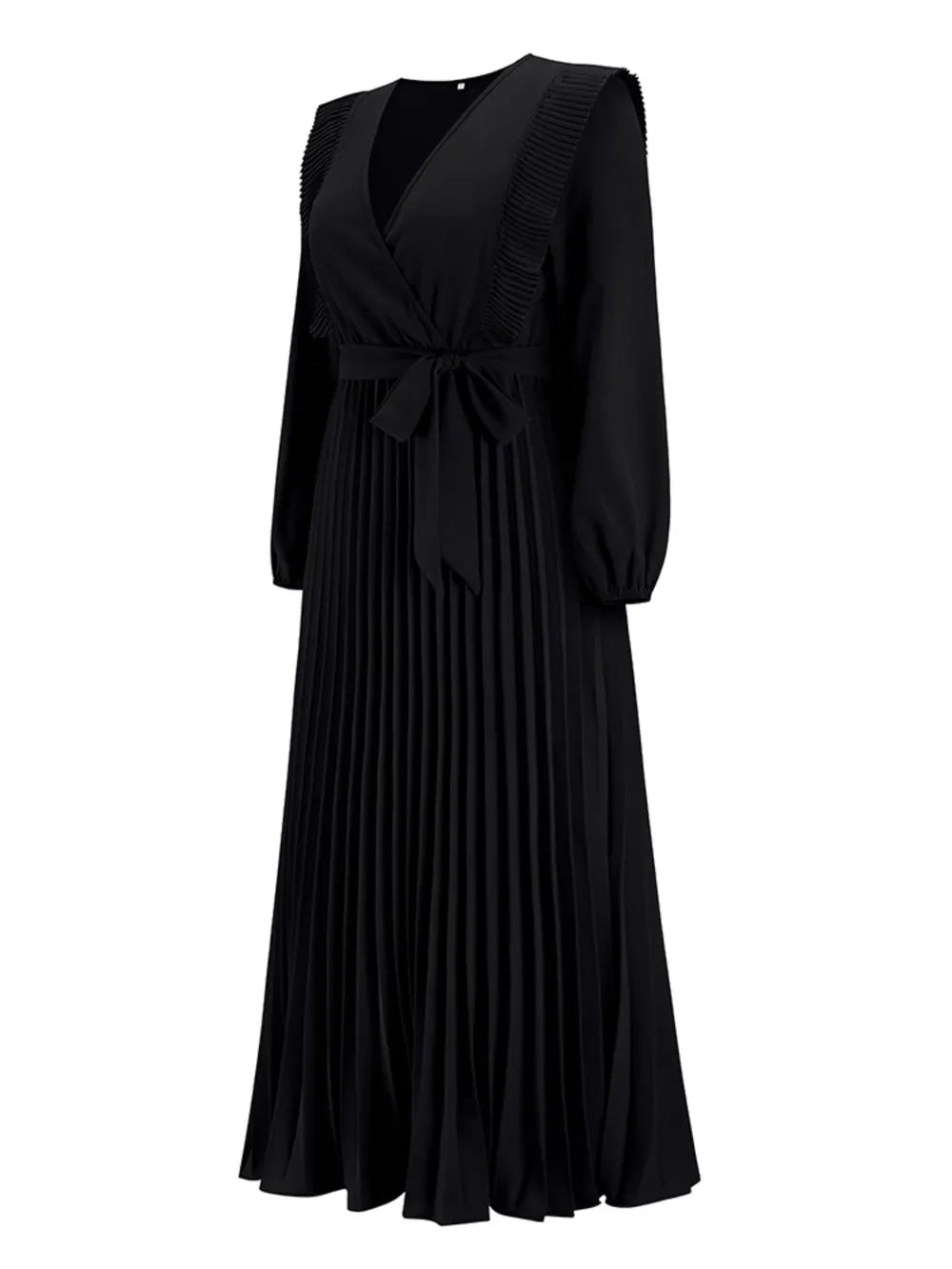 Robe Maxi Surplis Plissée — Ceinture Nouée À La Taille
