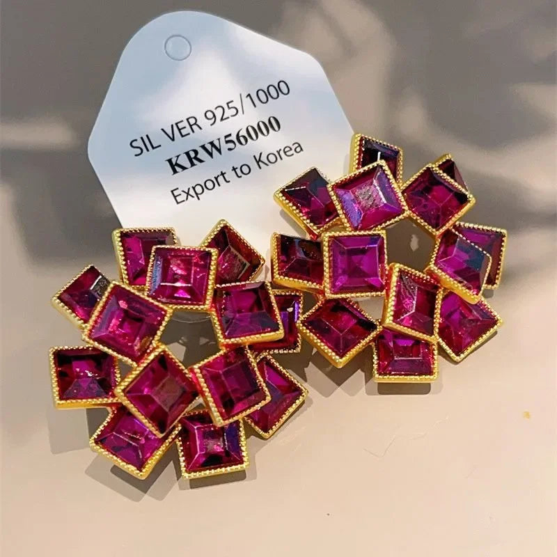 Vintage Stud Earrings for Women Geometric Korean Fashion Jewelry Dinner Party Elegant