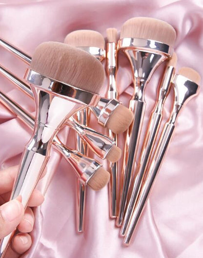 Set 9 pinceaux Maquillage or rosé – Coffret beauté professionnel