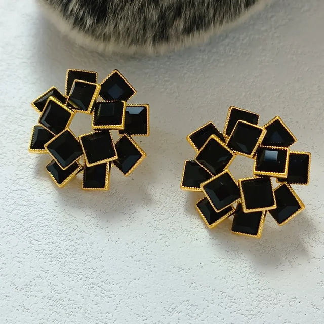Vintage Stud Earrings for Women Geometric Korean Fashion Jewelry Dinner Party Elegant