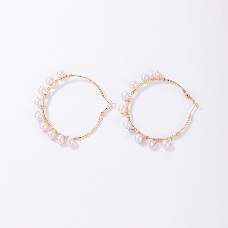 Boucles d’Oreilles Luxe Léger — Perles Incrustées Géométriques