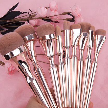 Set 9 pinceaux Maquillage or rosé – Coffret beauté professionnel
