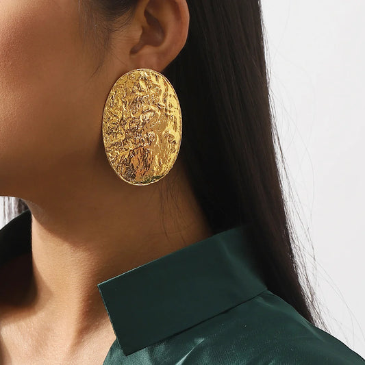 Boucles d'oreilles Ovales Texturées – Style Baroque Or & Argent