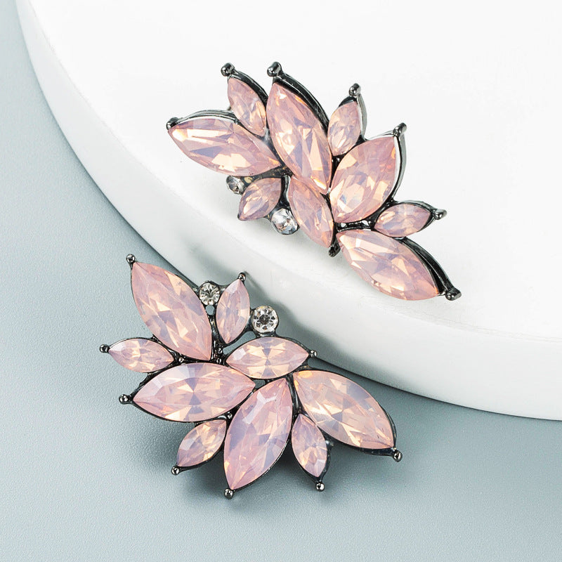 Boucles d'oreilles Fleur Strass