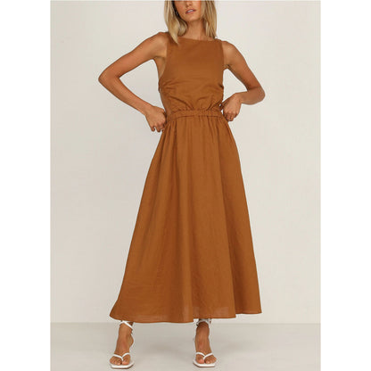 Robe Maxi — Sans Manches, Dos Nu, Taille Élastique