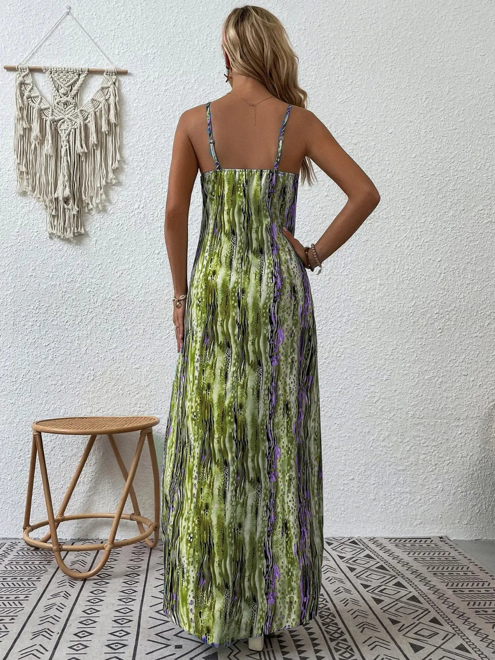 Robe Maxi Cami Imprimée Col Rond