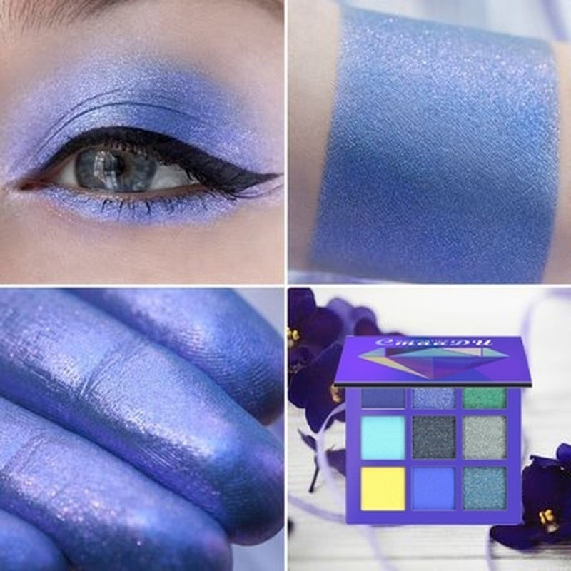 Palette Fards à Paupières 9 Couleurs CMAADU – Mat, Shimmer & Glitter | Kit Maquillage Yeux