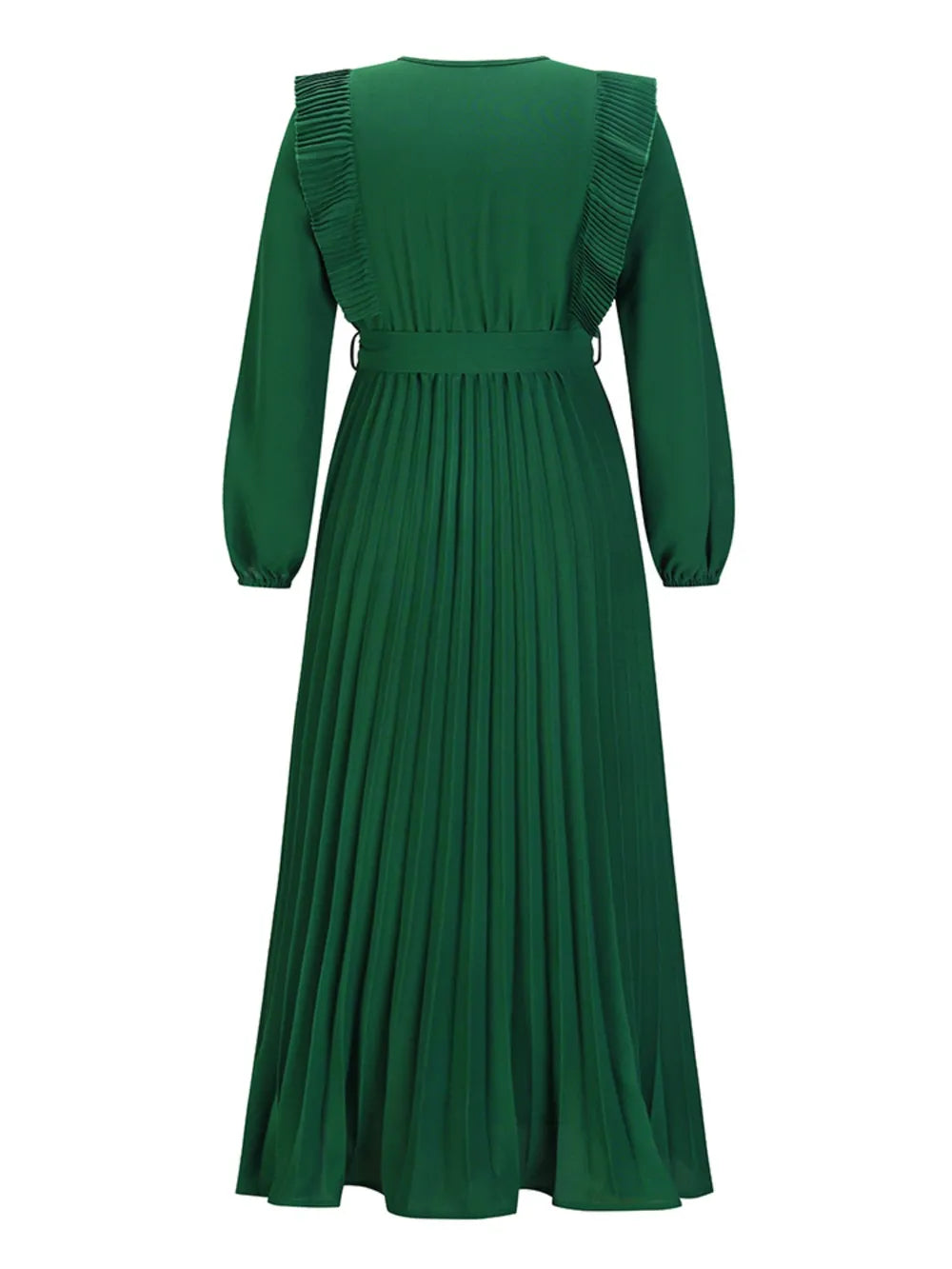 Robe Maxi Surplis Plissée — Ceinture Nouée À La Taille