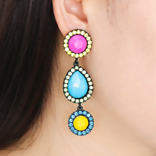Boucles d'oreilles Ovales Strass & Rhinestone – Bijoux Luxe Femme