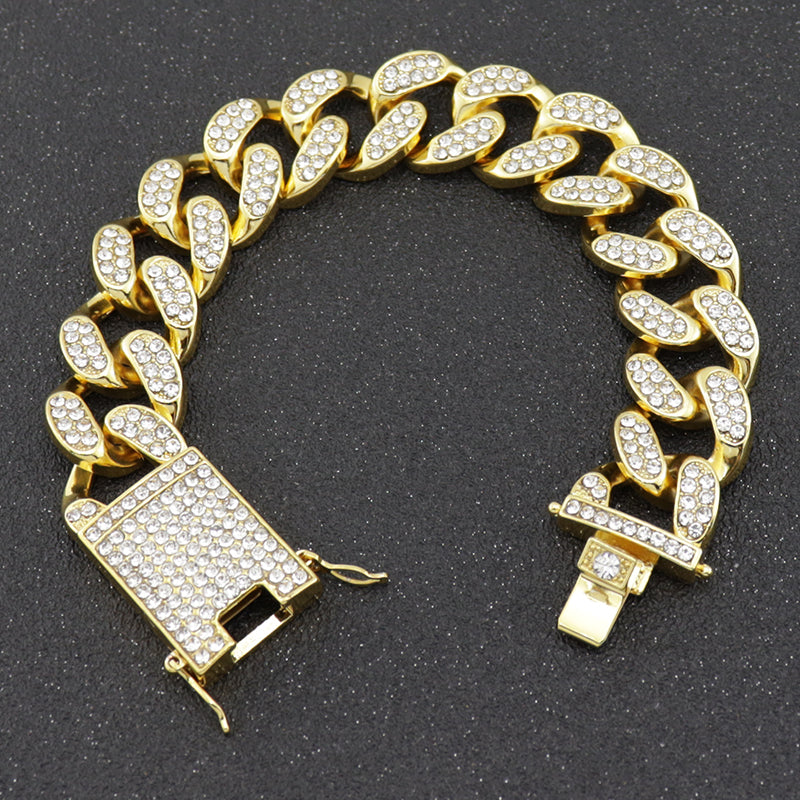 Bracelet Cubain  — Zircons & Plaqué Or