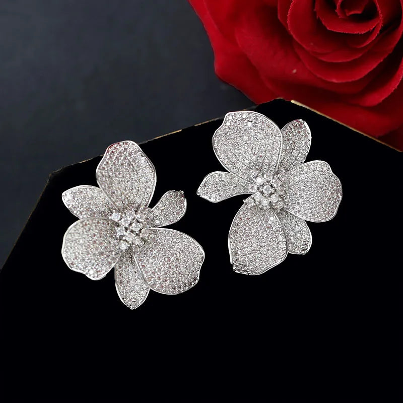 Boucles d'oreilles Zircon & Cuivre – Bijou Femme Élégant