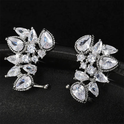 Fashion Cubic Zirconia Flower Stud Earring for Women CZ Shiny Crystal Bridal Earrings Charms Wedding Jewelry