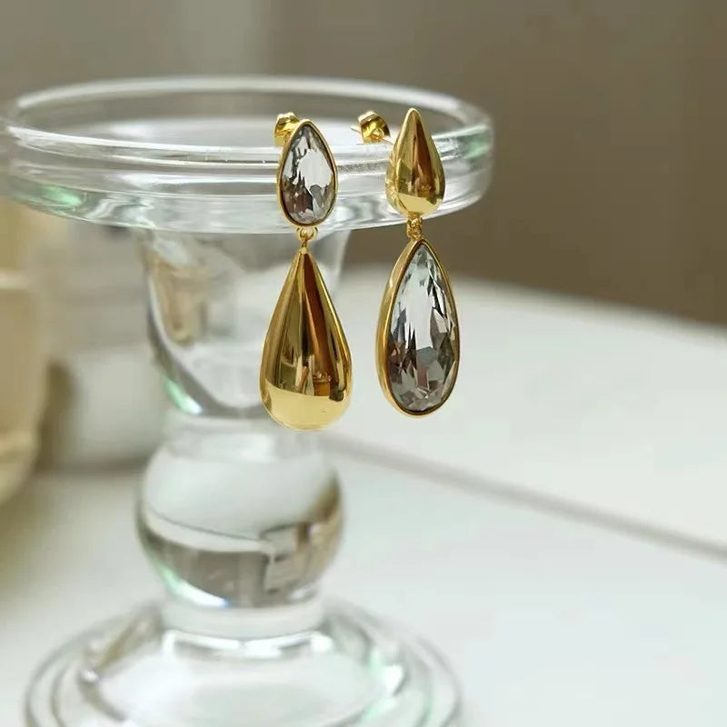 Boucles d'oreilles PENDENTIF CRISTAL Asymétriques