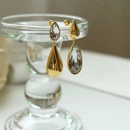 Boucles d'oreilles PENDENTIF CRISTAL Asymétriques