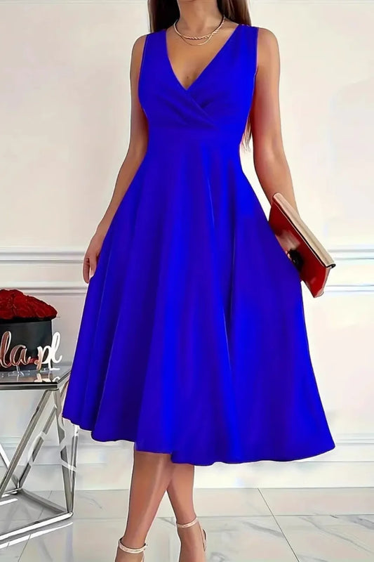 Robe Midi Sans Manches Bleu Royal