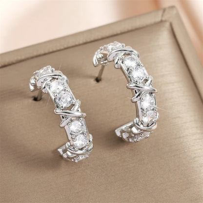 Boucles d'oreilles Créoles zircon – Mode Coréenne | DEBROUYART